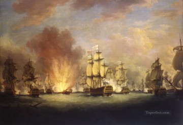 海戦 Painting - セントビンセント岬沖の月光海戦 1780 年 1 月 16 日 海戦